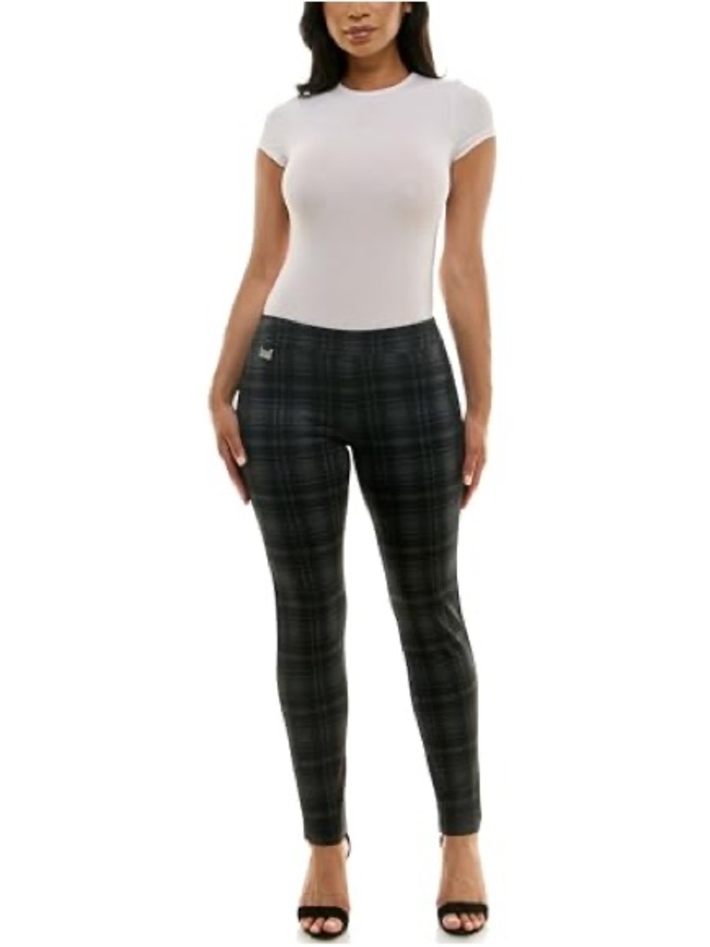 Zac & Rachel Women’s Pull-On Compression Ponte Legging Pant with Metal Detail